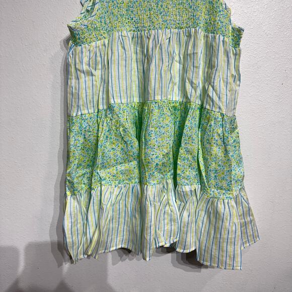 Solid & Striped Green Painted Floral The Parker Linen Mini Dress Sz L NWT - Picture 4 of 14